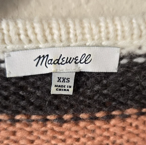 Madewell Balloon Sleeve Sweater ir Stripe Mix Women's Size XxS Wool Blend#84 - Picture 4 of 9
